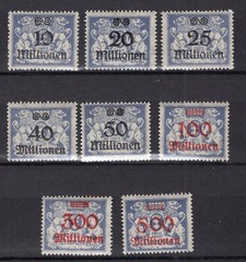 GERMANY DANZIG 1923 INFLATION ISSUE MICHEL 169-176 PERFECT MNH