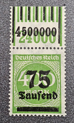 Stamp Germany Reich FREIMARKE 75 000 Mark 1923 Mi. Nr. 287 [🇩🇪37421]