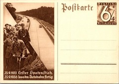 GERMANY 1936 WWII POSTAL ILLUSTRATED POSTCARD COMM AUTOBAHN UNADDR