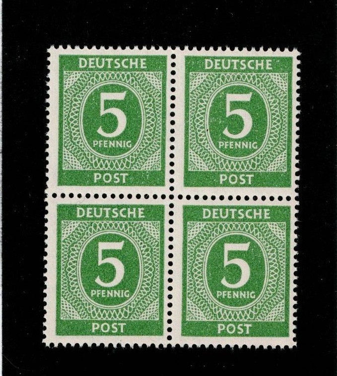 MNH Stamp block Sc 534 1946 Post WWII Germany Large numeral From mint sheet