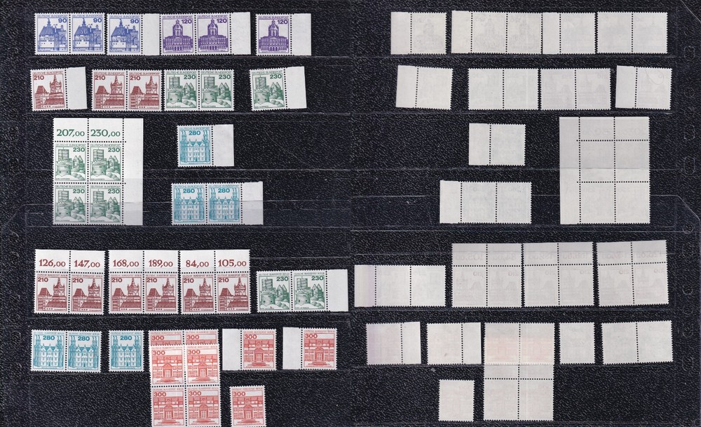 39 MNH GERMANY CASTLES 3 90pf 9 300pf 6 280pf 9 230pf 9 210pf 3 120pf 920