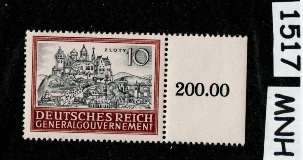 MNH stamp 10 ZL N103 General Government Occupied Cracow Poland 1944 #1516