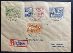 1946 Cottbus Germany Local Stamp issue Post War Registered Cover To Hamburg B