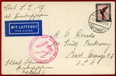 Germany 1929, 1m on Postcard, Graf Zeppelin Flight, Fried. to US Via Seville