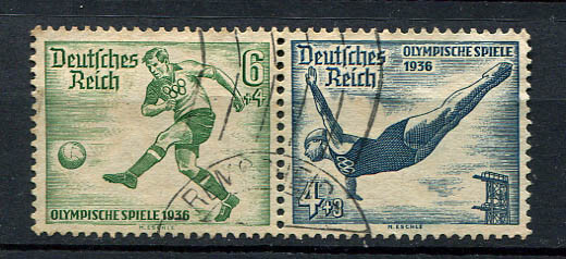 German Reich WW II : Better Olympia Se-Tenant (6/4) from 1936 – used