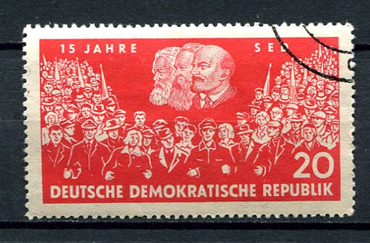 Germany – DDR : 15th anniv. SED Party stamp from 1961 – CTO