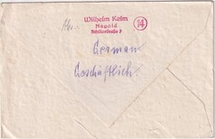 Post WW2 Germany cover Nagold (Landkreis) 1945 to „Wilhelm Drechsel“ Goppingen