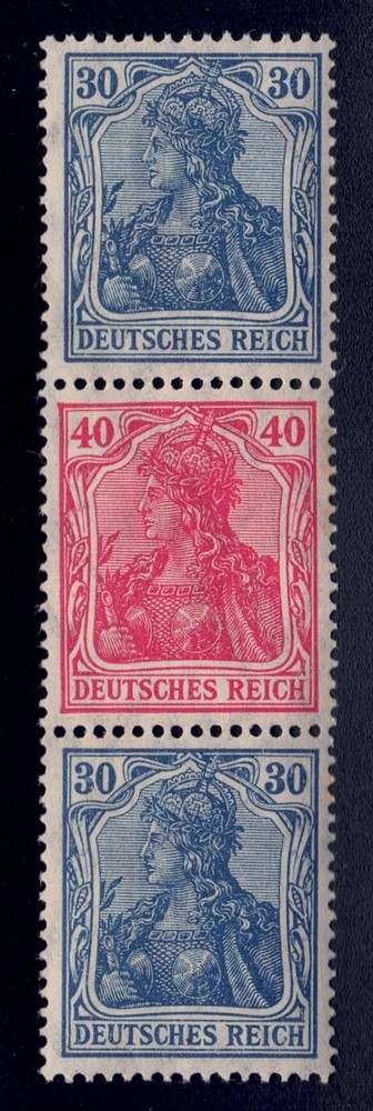 Germany -1921 Zd-MiNr. S20, 30pf+40pf+30pf Germania, se-tenant strip of 3, MNH