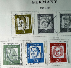 Germany Lot of 10 Stamps 1961-1962 Scott Catalog Range 824-839 Mixed CXL & MH