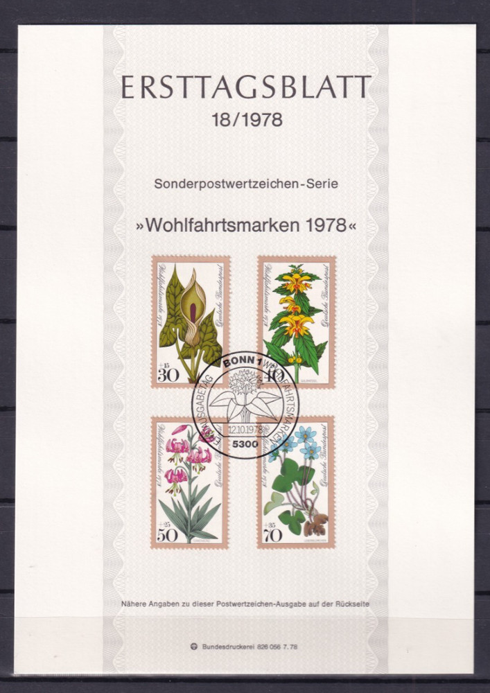 Bundesrepublik ETB 982-5 Scott B553-6 Flowers