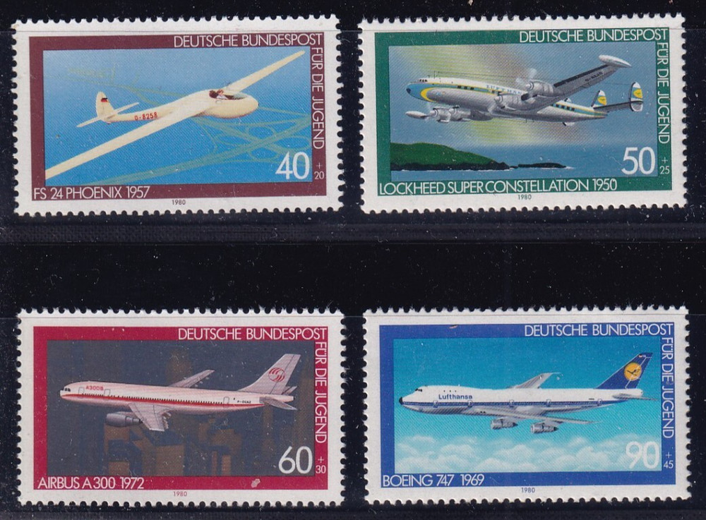Bundesrepublik MNH ** 1040-43 SC B570-3 Airplanes
