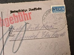 Post Ww2 German Bayern Post Free Nachgebühr Revenue Cover Berlin Tax Stamp 1952