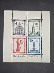 Germany French Zone Baden 1949 Freiburg Reconstruction Souvenir Sheet MNH Block