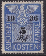 Stamp Germany Poland Revenue WWII Court Document Fee 1936 05 RPF Used