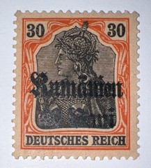 Travelstamps: 1918 Germany Stamps Romania 40 Bani on 30pf, Mint Original Gum H