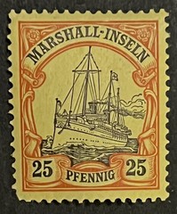 Travelstamps: GERMANY MARSHALL ISLANDS STAMPS Kaiser’s Yacht Mint Og Hinged 25pf