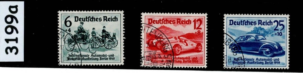 Stamp set B134-136 1939 Berlin Germany Auto show VOLKSWAGEN intro #3199a