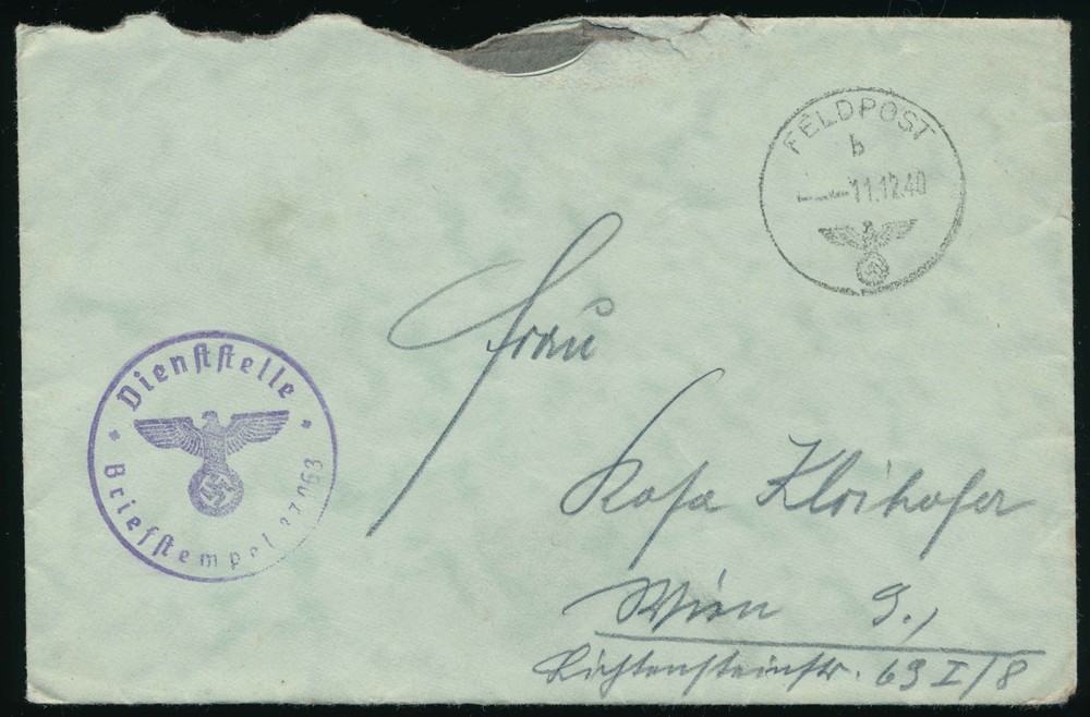 Germany WW2 Feldpost Cover & Letter 1940 Military Mail Dienststelle Cachet Feldp