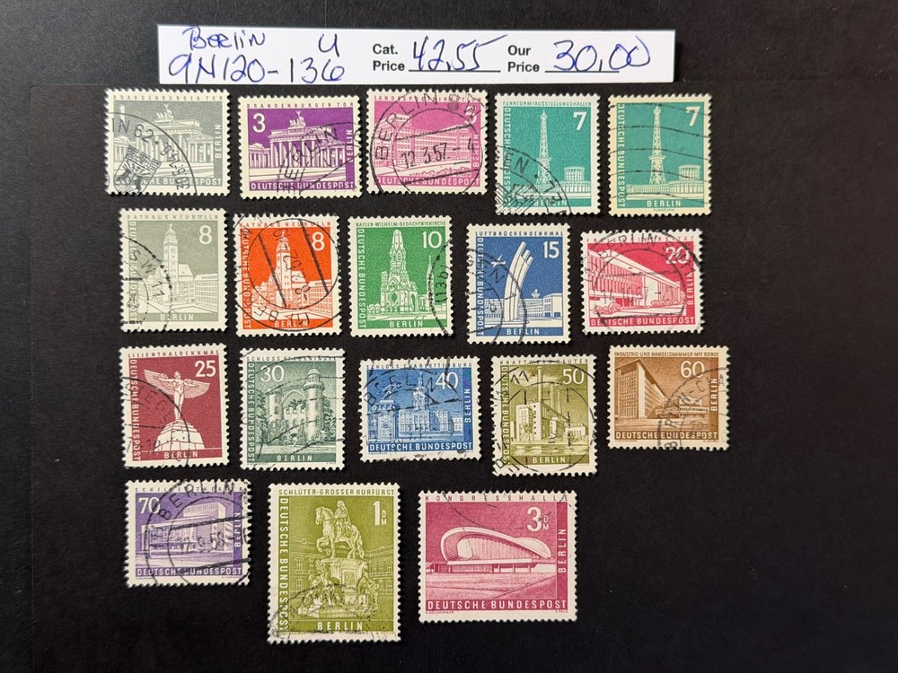 Germany Berlin # 9N 120-136 Used * 2024 Scott Catalogue Value $ 42.55