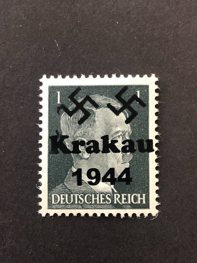 Germany WWII propaganda fantasy overprint (KRAKAU) 1 Rpf. MNH /s23 #524