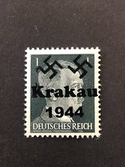 Germany WWII propaganda fantasy overprint (KRAKAU) 1 Rpf. MNH /s23 #524