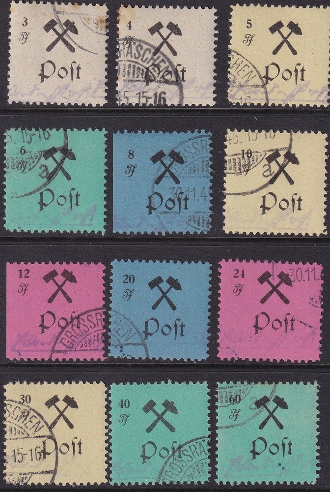 Stamp Germany Mi 13-24 1945 Post WWII Lokalausgaben Grossräschen U