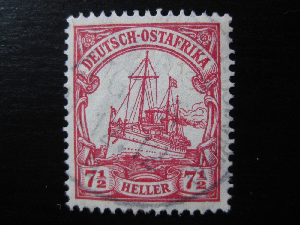 EAST AFRICA GERMAN COLONY Mi. #32 used Kaiser Yacht stamp w/ train cancel!
