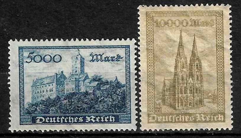 Germany Stamps 1923 SC# 237, 238 ‚ Wartburg Castle, Cologne Cathedral ‚