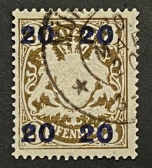 Travelstamps: 1920 Germany Bayern Overprint Stamp Mi 177 – Used Handstamped