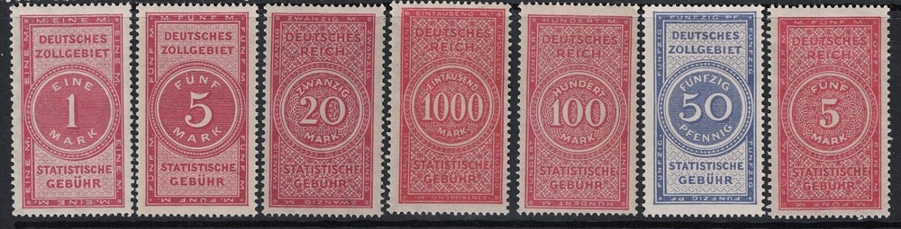 Germany 7 Custom Stamps (Left to Right 1-3 MNH 4-5 MH 6-7 MNG) – S25071
