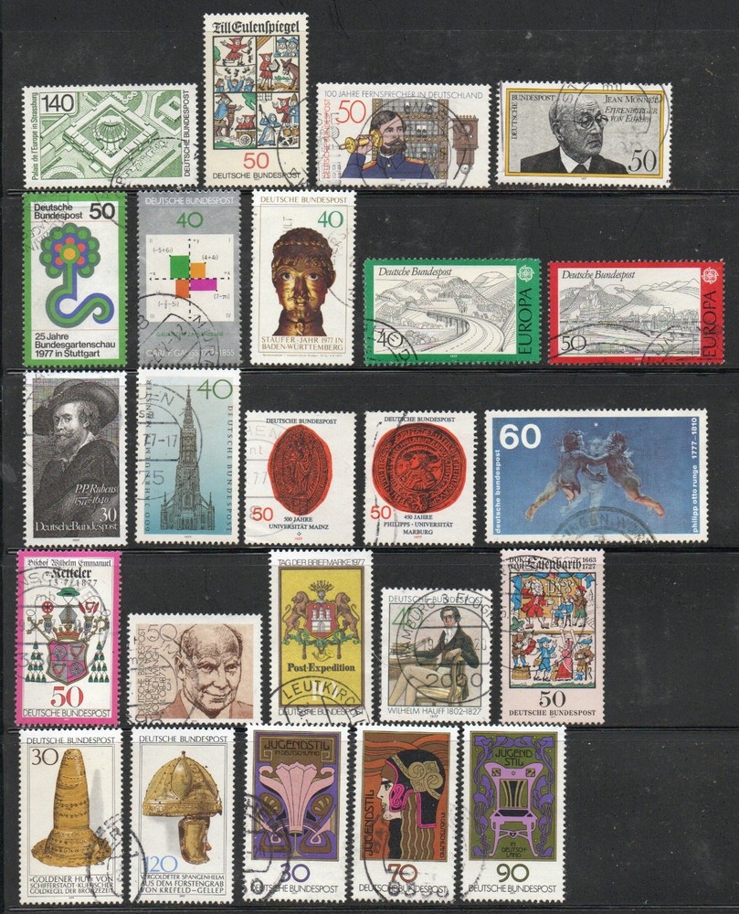 GERMANY – 1977 – COMMEMORATIVE ISSUES – 24 DIFFERENT STAMPS – USED