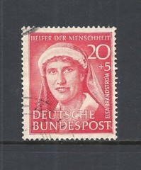 GERMANY SCOTT B322 USED F/VF – 1951 20pf + 5pf ROSE RED SEMI-POSTAL ISSUE