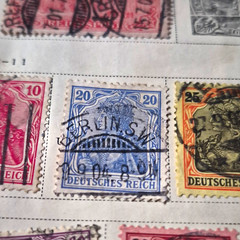 Germany Deutsches Reich 20 Blue National Emblems Used Stamp Handstamped Cancel