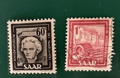 10 Saar Stamps From The 1950s: 1 MNH , 3 MH, 6 Cancelled