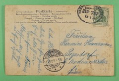 DR WHO 1906 GERMANY BAHNPOST TPO PRETTY LADY POSTCARD TO BODENWORDER R36950