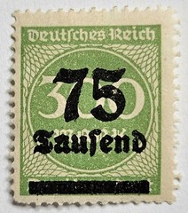 Germany VINTAGE Deutches Reich, 1923 Overprint, 75 Tausand/300 Mark, Mint, LH