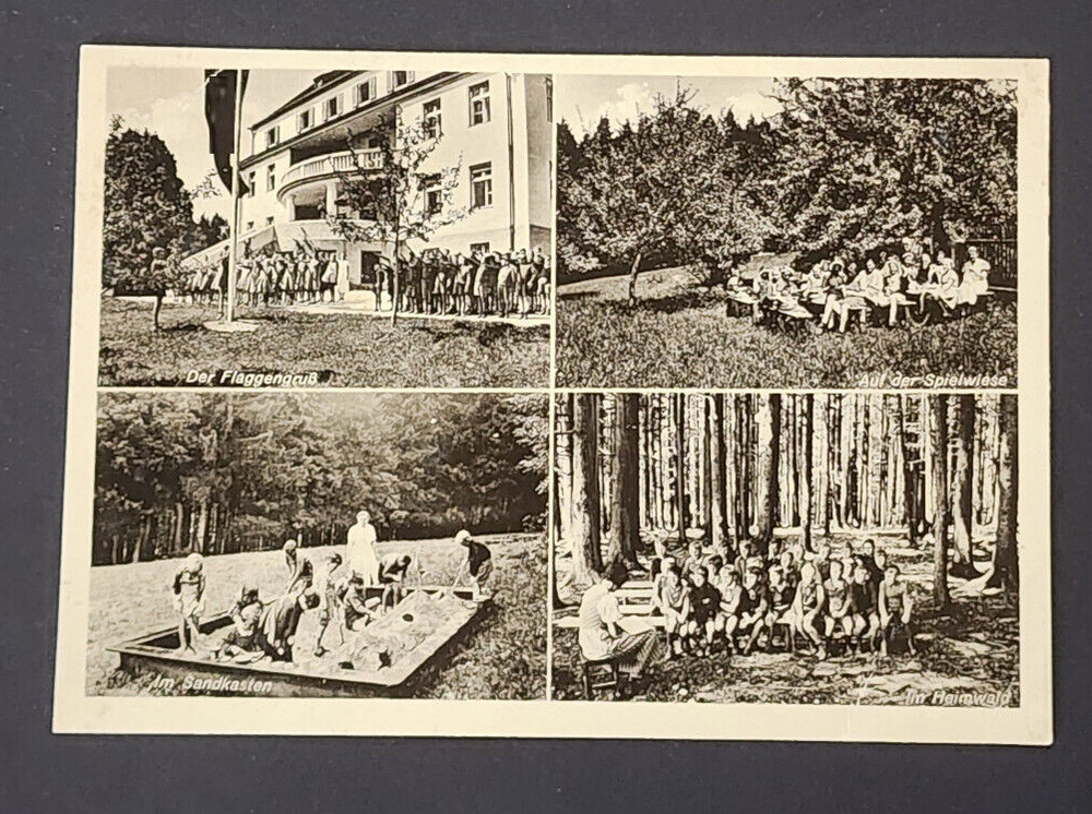 WW2 German Third Reich Photo postcard Young people org Girls Boys Jugend at Camp