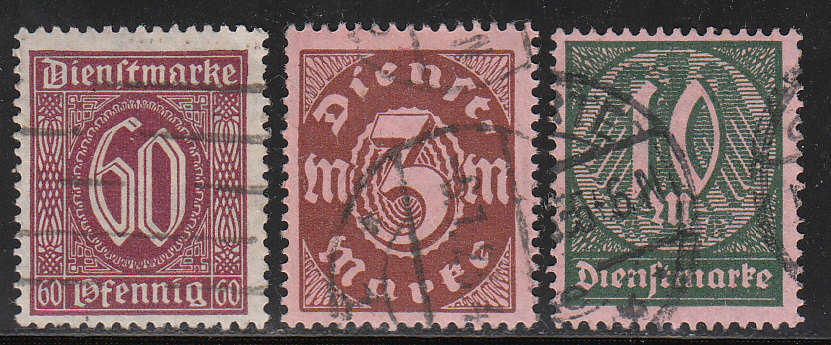 Stamp Germany Official Mi 066-8 Sc O9,16,17 Dienst Deutsches Reich Germania Used