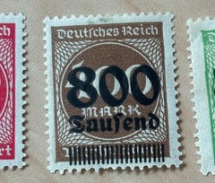 Deutsches Reich/German empire, 3 overpints of 800 thousand on 200, 400, 500 MNH