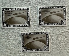Zeppelin Airmail Stamps Set of 8 Deutsche Luftpost Reprints Immaculate Unused