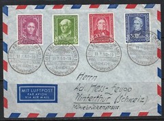 B&D: 1950 Germany Scott B310-B313 on cover from Frankfurt w/commem cancels