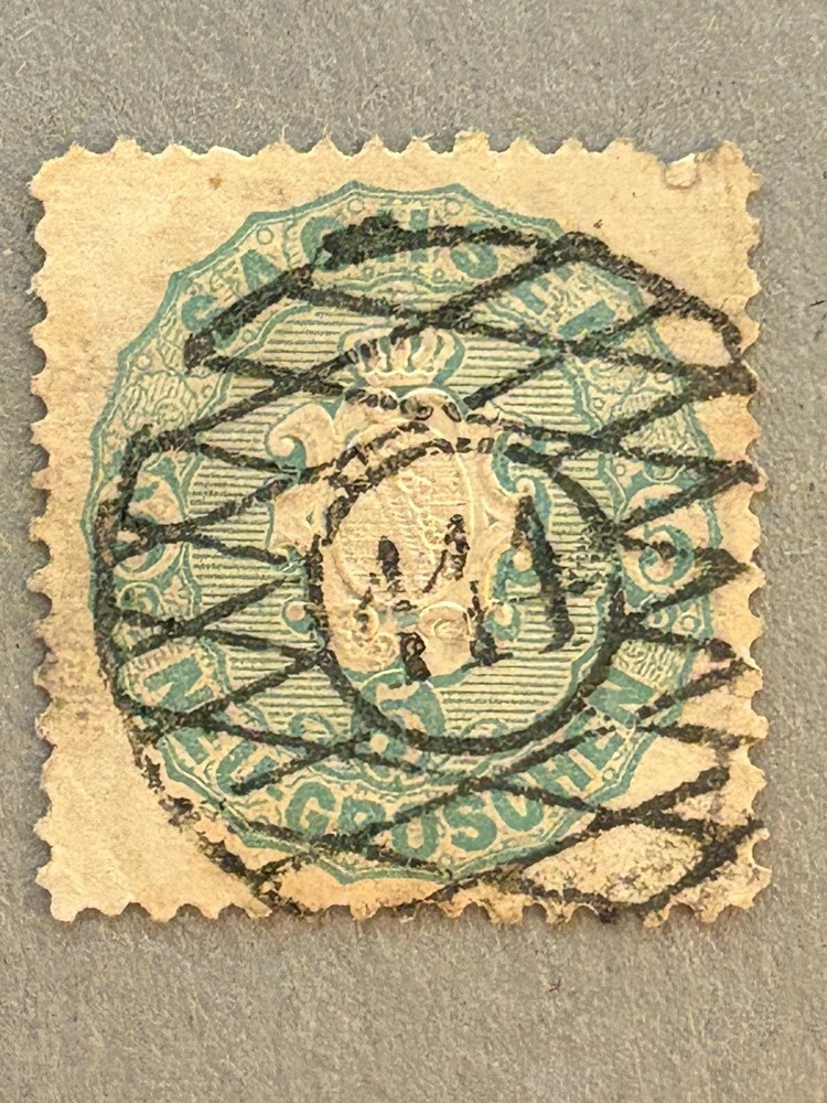 Saxony 20b / 1863 5ng Gray Blue Embossed Arms Stamp / Used / Faults