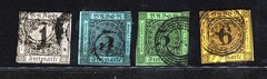 4 USED GERMAN STATES – BADEN – 1kr- 3kr -#: 6-9 NUMERAL OF VALUE 1084