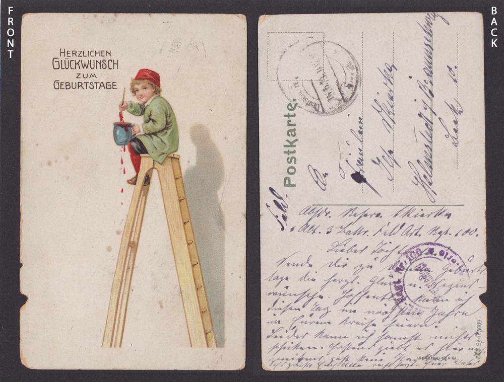 GERMANY 1916, Fieldpost card, Happy birthday