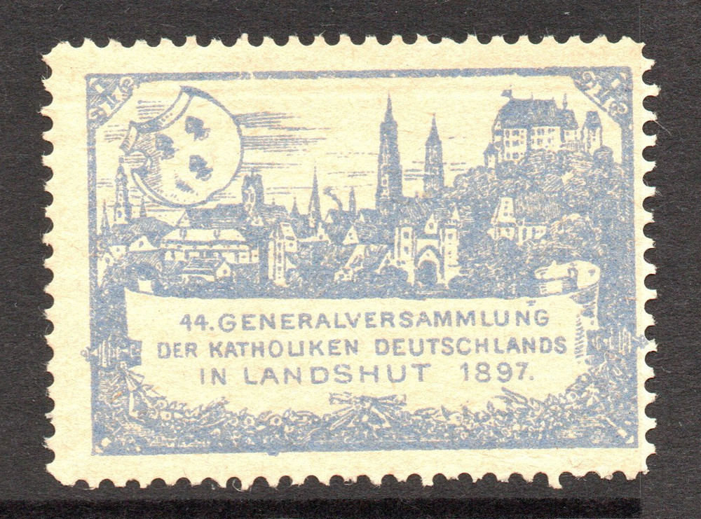 Germany 1897 Blue Landshut Catholic Poster Stamp MLH – S60429