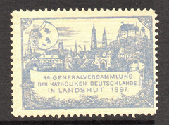 Germany 1897 Blue Landshut Catholic Poster Stamp MLH – S60429