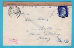 GERMANY censor cover 1943 Leverkusen to Bulle, Switzerland