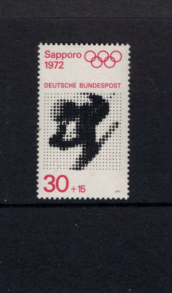 Germany 1971 SAPPORO 1972 30pf+50pf OLYMPIC RINGS DOWNHILL SKIING SC B474 MNH