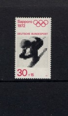 Germany 1971 SAPPORO 1972 30pf+50pf OLYMPIC RINGS DOWNHILL SKIING SC B474 MNH