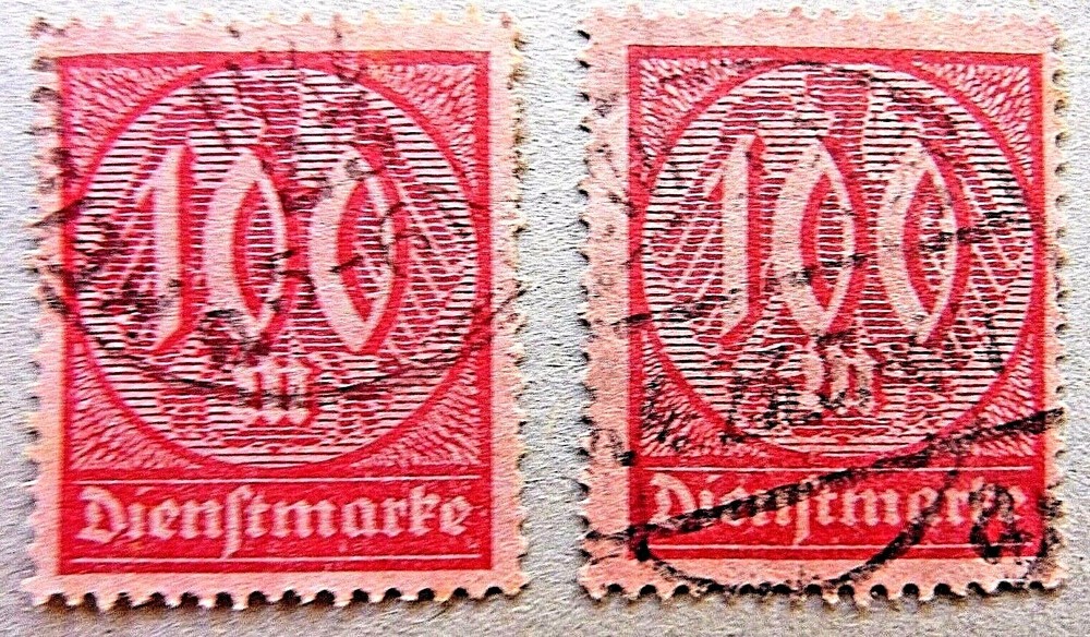 220] – GERMANY – STAMPS – SG 0253 – OFFICIAL 100m RED on ROSE – 1922 – USED